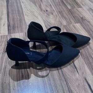 Anne Klein Black Pointed-Toe Mary Jane Kitten Heels